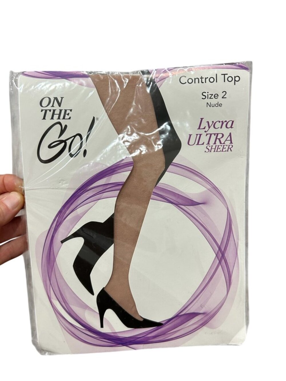 On The Go 2 Nude Ultra Sheer Control Top Pantyhose Lycra Nylon USA Retro NEW